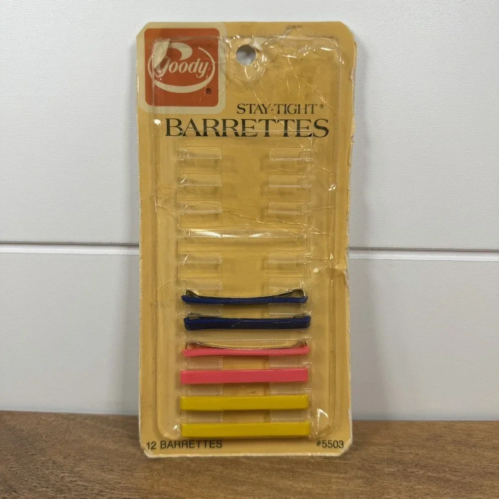1975 Goody 6 Stay Tight Barrettes Spring Clasp Open Pack NOS 2